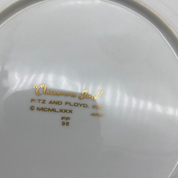 Fitz and Floyd Cloisonne Iris salad dessert plates 1980 Floral Japan - Picture 5 of 6